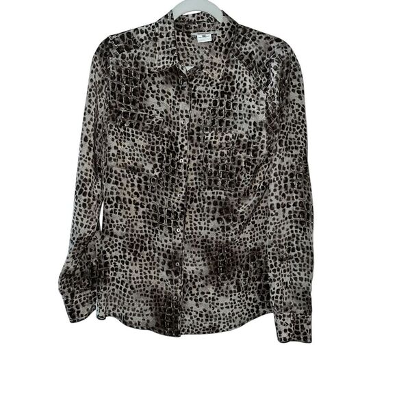 Garard Darel Animal Collar Button Down Boho Bohemian Long Sleeve size 38 - Picture 1 of 5